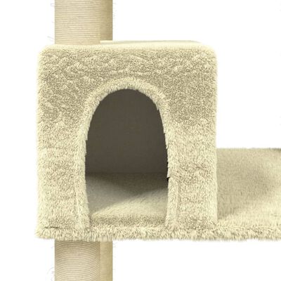 vidaXL Rascador para gatos con postes de sisal color crema 141 cm