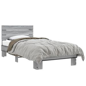 vidaXL Estructura cama madera ingenier&iacute;a metal gris Sonoma 75x190 cm