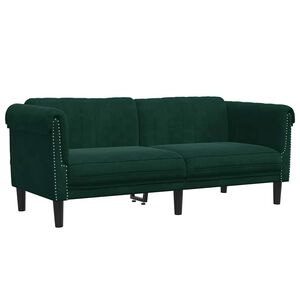 vidaXL Sof&aacute; de 2 plazas terciopelo verde oscuro