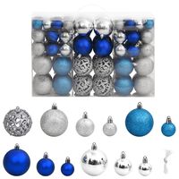 vidaXL Bolas de Navidad 100 unidades azul y plateado 3 / 4 / 6 cm