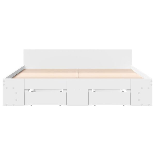 vidaXL Cama con cajones madera de ingeniería blanco 135x190 cm
