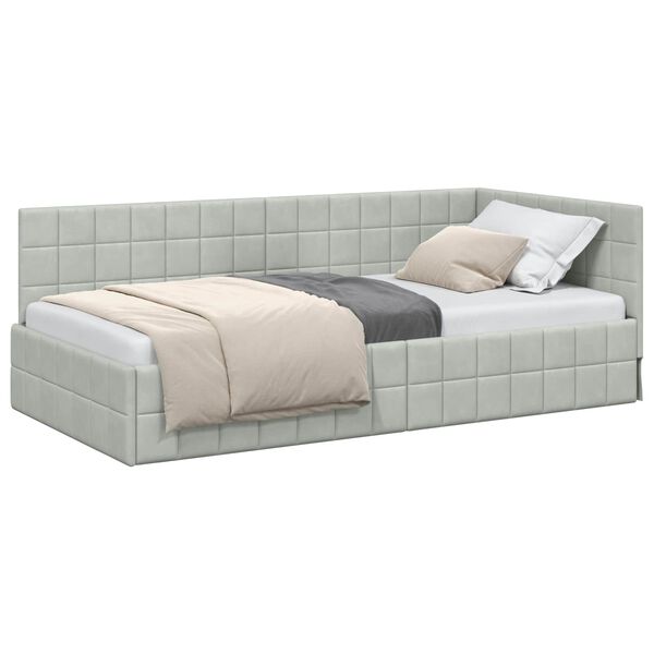 vidaXL Estructura de cama en esquina Gris Claro 100 cm x 200 cm