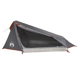 vidaXL Tienda de campa&ntilde;a t&uacute;nel 1 persona impermeable gris y naranja