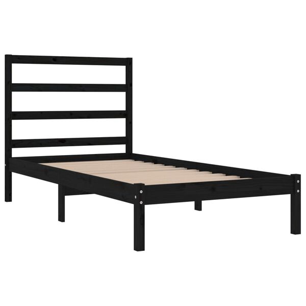 vidaXL Estructura de cama madera maciza de pino negra 100x200 cm