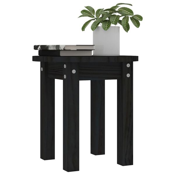 vidaXL Mesa de centro de madera maciza de pino negro Ø35x35 cm