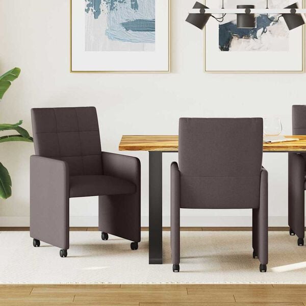 vidaXL Sillas de Comedor con Ruedas con ruedas 2 pcs Marrón oscuro