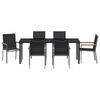 vidaXL Conjunto de Comedor de Jard&iacute;n 7 pcs Negro