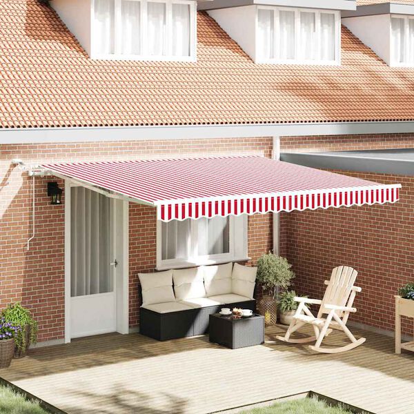 vidaXL Toldo Retr&aacute;ctil Rojo y 400 x 300 cm Poli&eacute;ster y metal