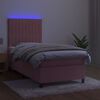 vidaXL Cama box spring colch&oacute;n y LED terciopelo rosa 90x190 cm
