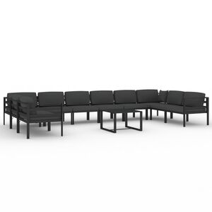 vidaXL Set muebles de jard&iacute;n 11 pzas y cojines aluminio gris antracita
