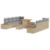 vidaXL Conjunto de sofá de jardín con cojín 11 pcs Beige Poliratán