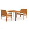 vidaXL Set comedor de jard&iacute;n 3 pzas y cojines madera maciza de acacia
