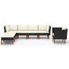 vidaXL Set muebles de jard&iacute;n 7 pzas rat&aacute;n sint&eacute;tico eucalipto negro