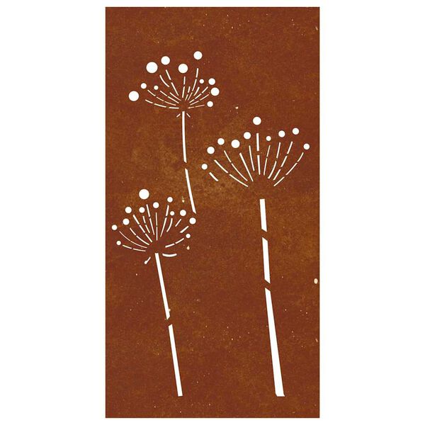 vidaXL Adorno de pared de jard&iacute;n acero corten dise&ntilde;o flores 105x55 cm