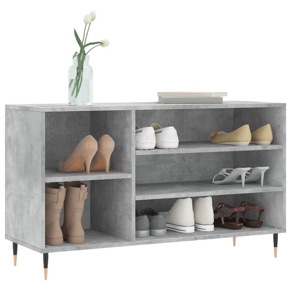 vidaXL Mueble zapatero madera contrachapada gris hormigón 102x36x60 cm