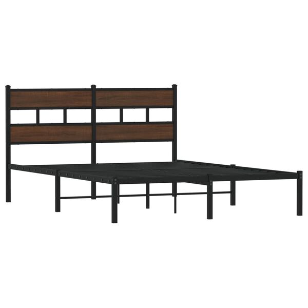 vidaXL Estructura cama con cabecero sin colch&oacute;n marr&oacute;n roble 160x200cm