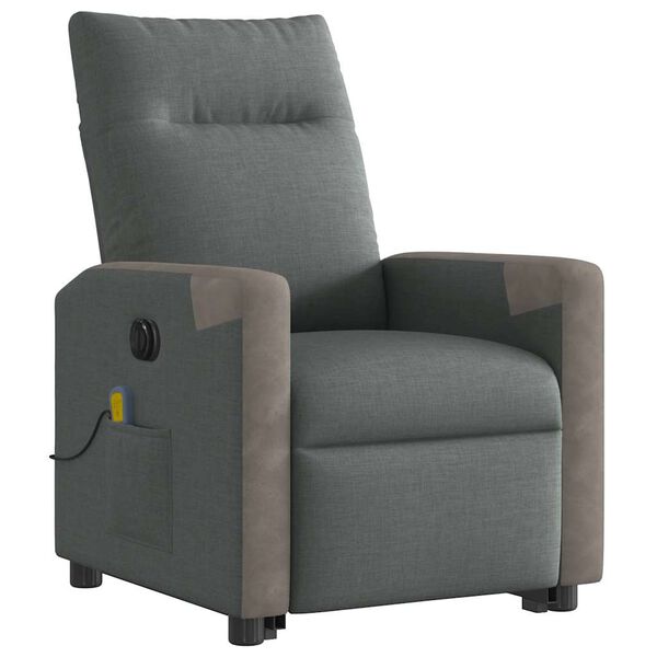 vidaXL Sill&oacute;n de masaje el&eacute;ctrico reclinable elevable tela gris oscuro
