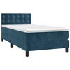 vidaXL Cama box spring colch&oacute;n y LED terciopelo azul oscuro 90x190 cm