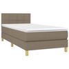 vidaXL Cama box spring con colch&oacute;n LED tela gris taupe 80x200 cm