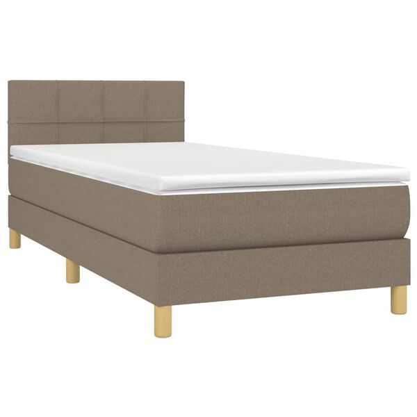 vidaXL Cama box spring con colch&oacute;n LED tela gris taupe 80x200 cm