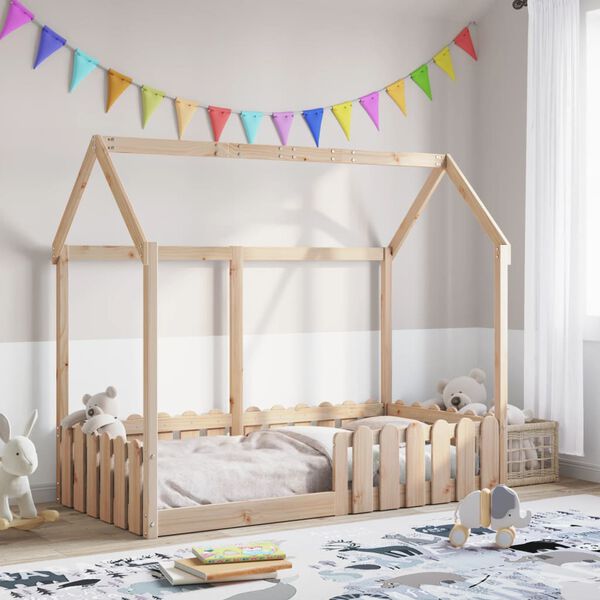 vidaXL Cama con forma de casa para ni&ntilde;os madera maciza pino 80x160 cm