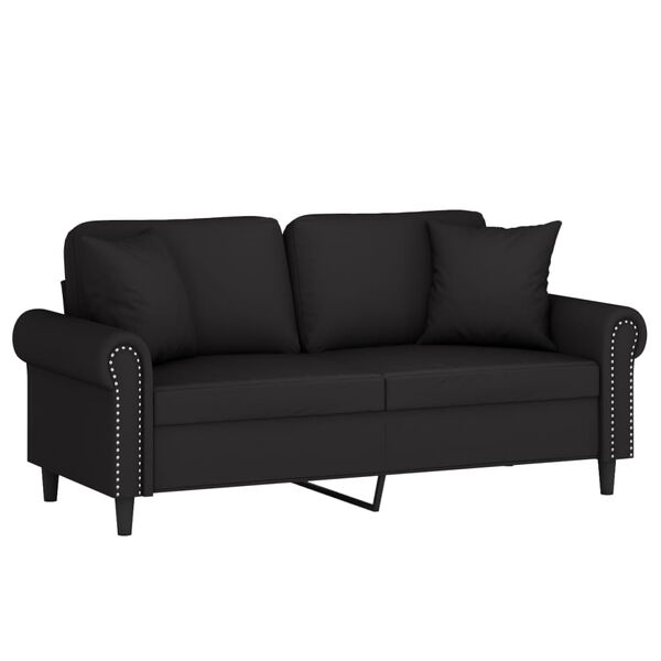 vidaXL Sof&aacute; 2 plazas almohadas y cojines terciopelo negro 140 cm