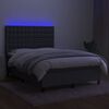 vidaXL Cama box spring colch&oacute;n y luces LED tela gris oscuro 140x190 cm