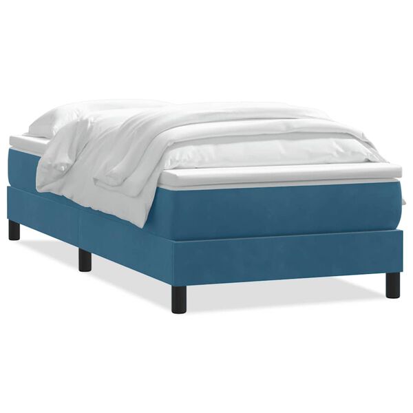 vidaXL Cama box spring con colch&oacute;n terciopelo azul oscuro 90x220 cm