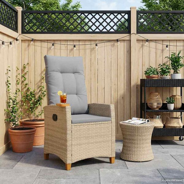 vidaXL Silla reclinable con bandeja para t&eacute; con coj&iacute;n 62 x 64 x 112 cm