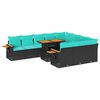 vidaXL Set sof&aacute;s jard&iacute;n y cojines 11 pzas rat&aacute;n sint&eacute;tico acacia negro