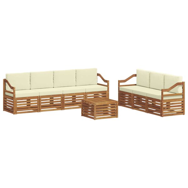 vidaXL Juegos de sof&aacute;s 8 pcs Natural y Crema Madera de Acacia S&oacute;lida