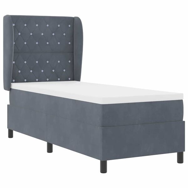 vidaXL Cama tipo Box Spring Gris oscuro 200 x 80 cm Poli&eacute;ster