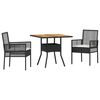vidaXL Conjunto de Comedor de Jard&iacute;n 3 uds. Negro rat&aacute;n sint&eacute;tico