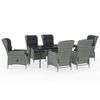 vidaXL Juego de comedor de jard&iacute;n 7 piezas rat&aacute;n sint&eacute;tico gris