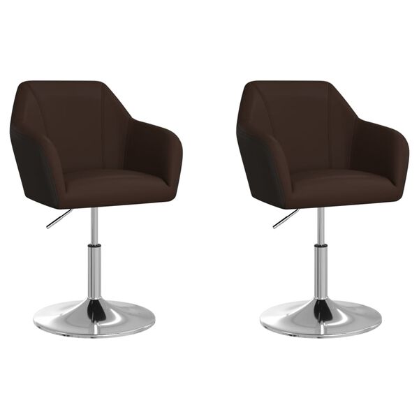 vidaXL Sillas de comedor 2 unidades cuero sint&eacute;tico marr&oacute;n