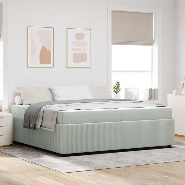 vidaXL Estructura de cama con colch&oacute;n Gris Claro 200 x 200 cm tela
