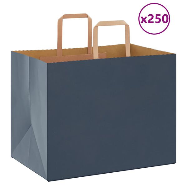 vidaXL Bolsas de papel con asas 250 uds azul 32x22x24 cm