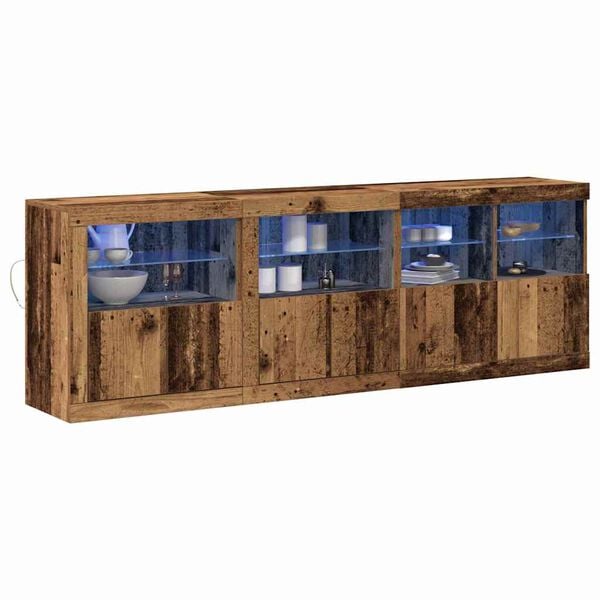 vidaXL Aparador LED Madera vieja 202 x 37 x 67 cm Madera de ingenier&iacute;a