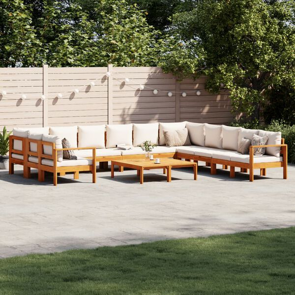 vidaXL Set de sof&aacute;s de jard&iacute;n con cojines 9 pzas madera maciza acacia