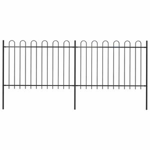 vidaXL Valla de jard&iacute;n con aro superior de acero 337x120 cm negra
