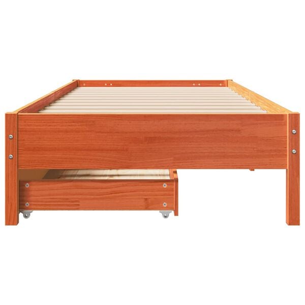 vidaXL Estructura de cama sin colch&oacute;n madera maciza marr&oacute;n 75x190 cm