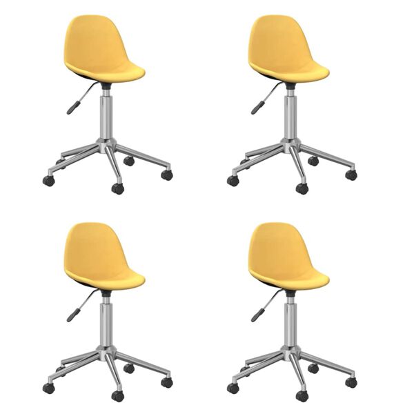 vidaXL Sillas de comedor giratorias 4 unidades tela amarillo