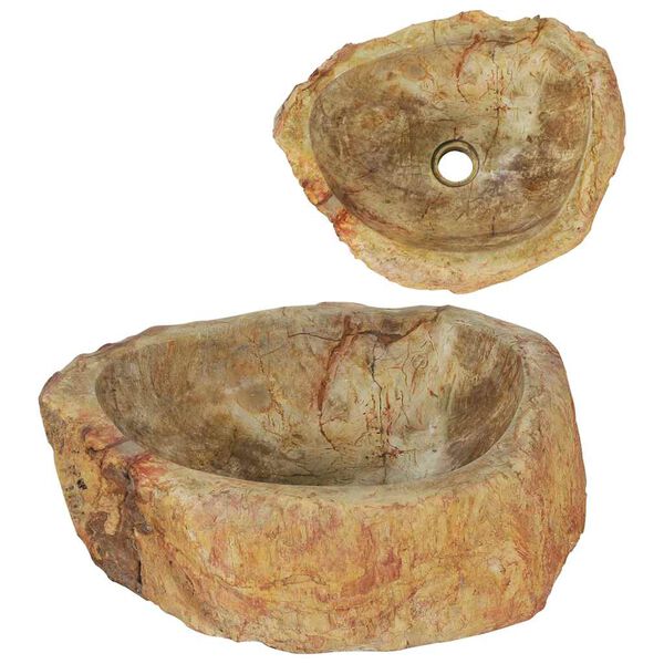 vidaXL Lavabo de piedra fósil color crema 45x35x15 cm