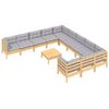 vidaXL Muebles de jard&iacute;n 12 pzas y cojines madera de pino gris