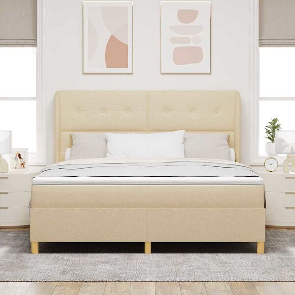 vidaXL Cama con Somier y Colch&oacute;n Gris Oscuro 90x190 cm de Tela Crema