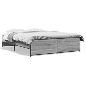 vidaXL Estructura cama madera ingenier&iacute;a metal gris Sonoma 150x200 cm