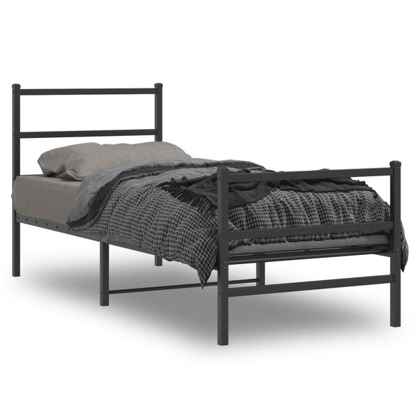 vidaXL Estructura cama sin colch&oacute;n con estribo metal negro 75x190 cm