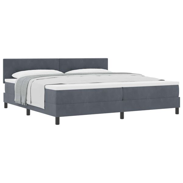 vidaXL Cama tipo Box Spring Gris oscuro 200 x 200 cm Terciopelo