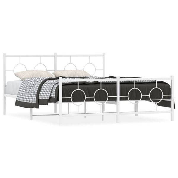 vidaXL Estructura cama sin colchón con estribo metal blanco 150x200 cm