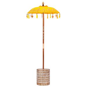 vidaXL Paraguas balin&eacute;s con base Amarillo 95 x 95 x 260 cm Algod&oacute;n